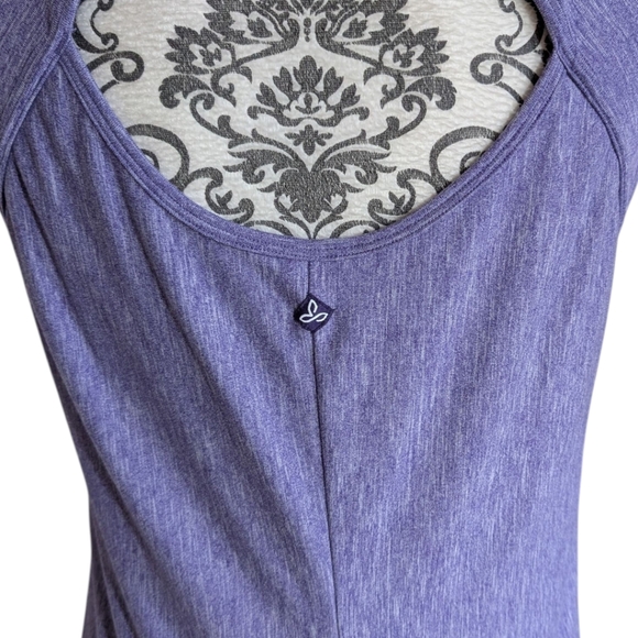 prAna Calico Dress Ultra Violet Heathered Purple Keyhole Cutout Back Women's L - Picture 9 of 13